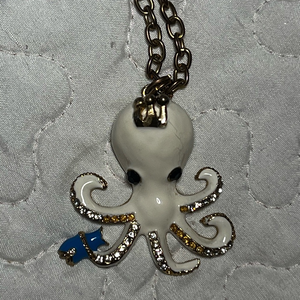 Betsey Johnson White and Gold Octopus Necklace